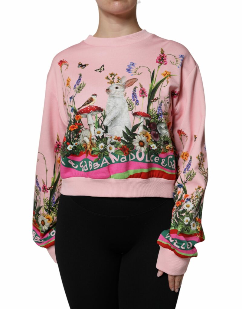 Dolce & Gabbana Pink Rabbit Print Crew Neck Sweater - Image 2