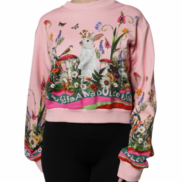 Dolce & Gabbana Pink Rabbit Print Crew Neck Sweater