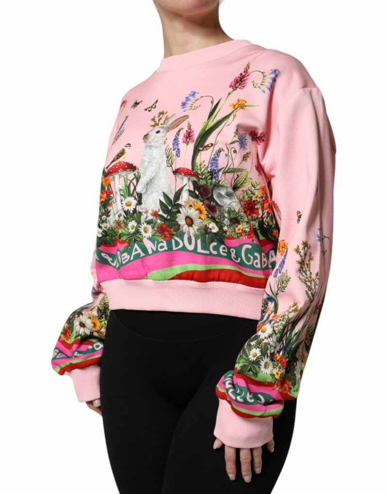 Dolce & Gabbana Pink Rabbit Print Crew Neck Sweater - Image 3