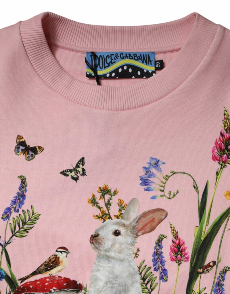 Dolce & Gabbana Pink Rabbit Print Crew Neck Sweater - Image 7