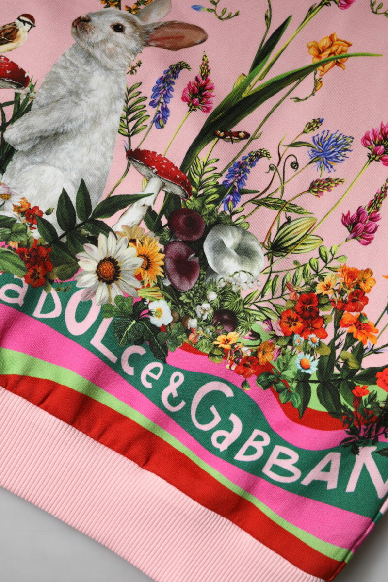 Dolce & Gabbana Pink Rabbit Print Crew Neck Sweater - Image 8