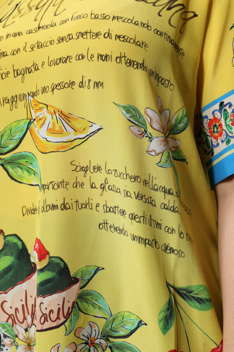 Dolce & Gabbana Yellow Silk Printed Short Sleeve Blouse Top - Image 6