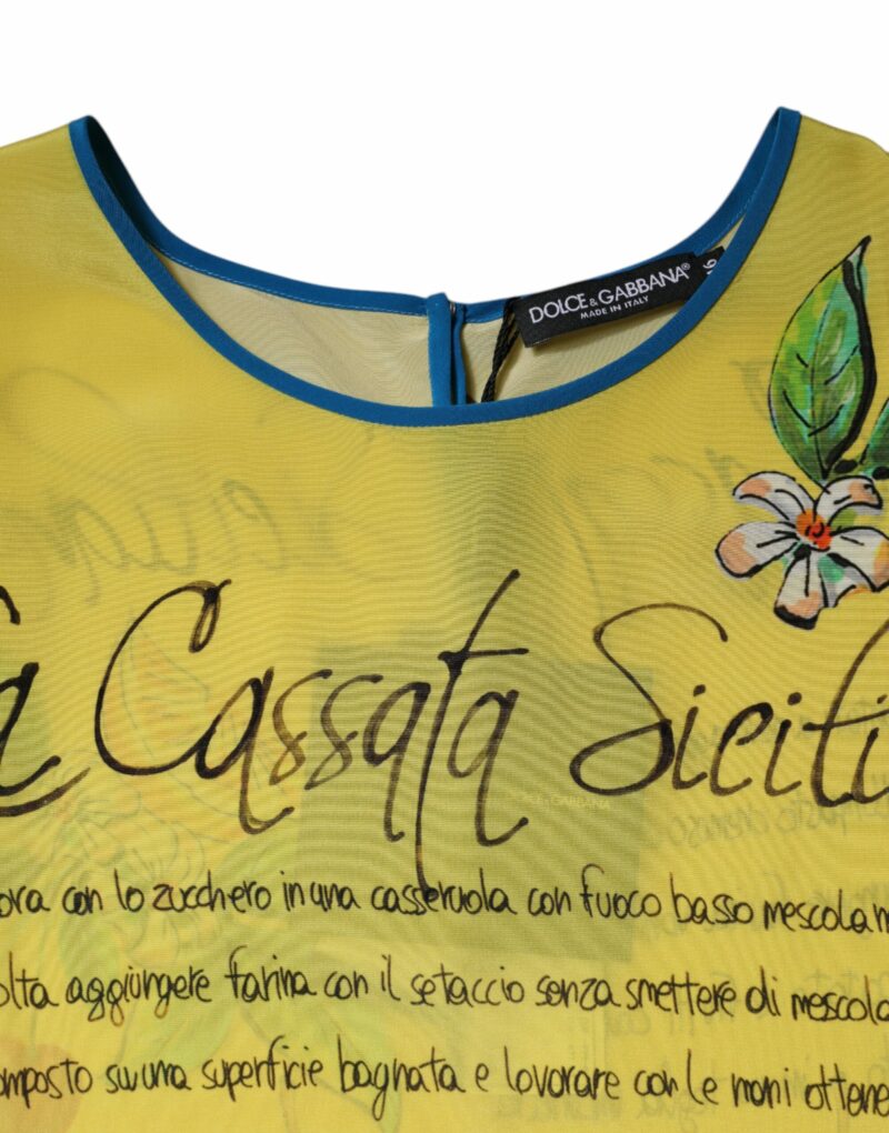 Dolce & Gabbana Yellow Silk Printed Short Sleeve Blouse Top - Image 7
