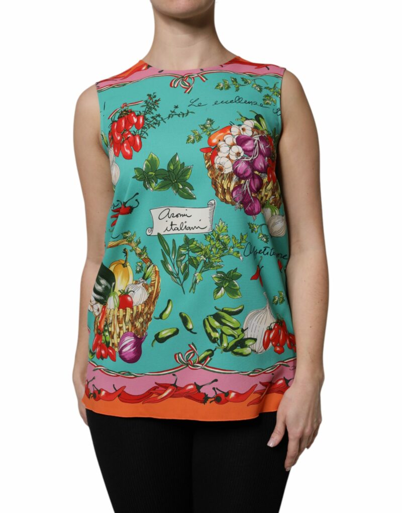 Dolce & Gabbana Multicolor Floral Silk Sleeveless Tank Top - Image 2