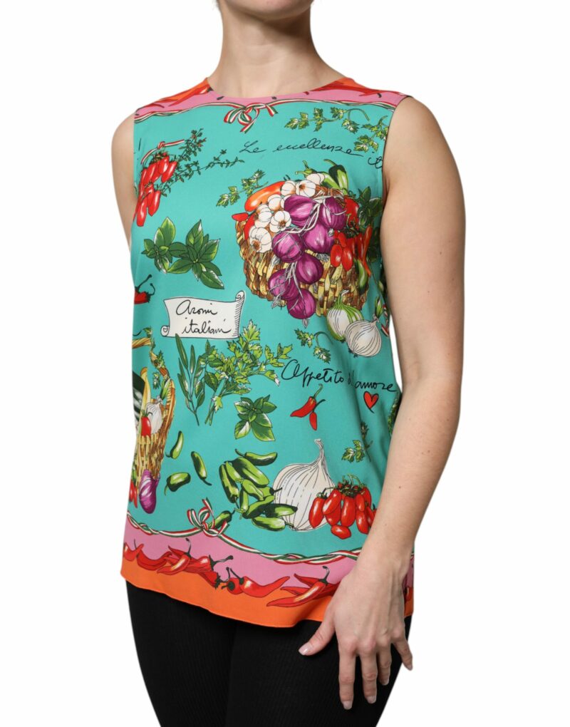 Dolce & Gabbana Multicolor Floral Silk Sleeveless Tank Top - Image 3