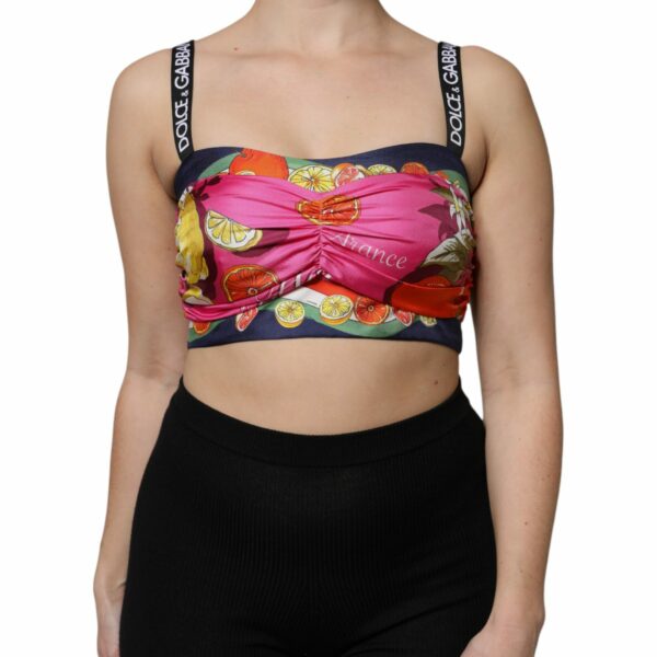 Dolce & Gabbana Multicolor Floral Sleeveless Bustier Cropped Top