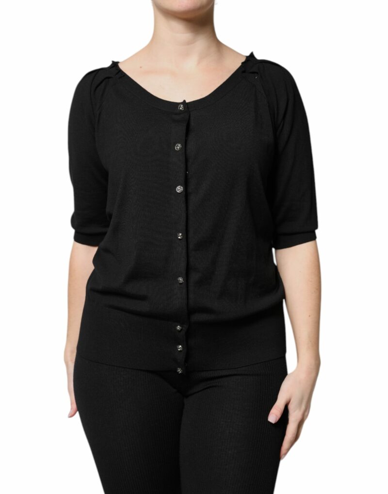 Dolce & Gabbana Black Button Down Short Sleeve Blouse Top - Image 2