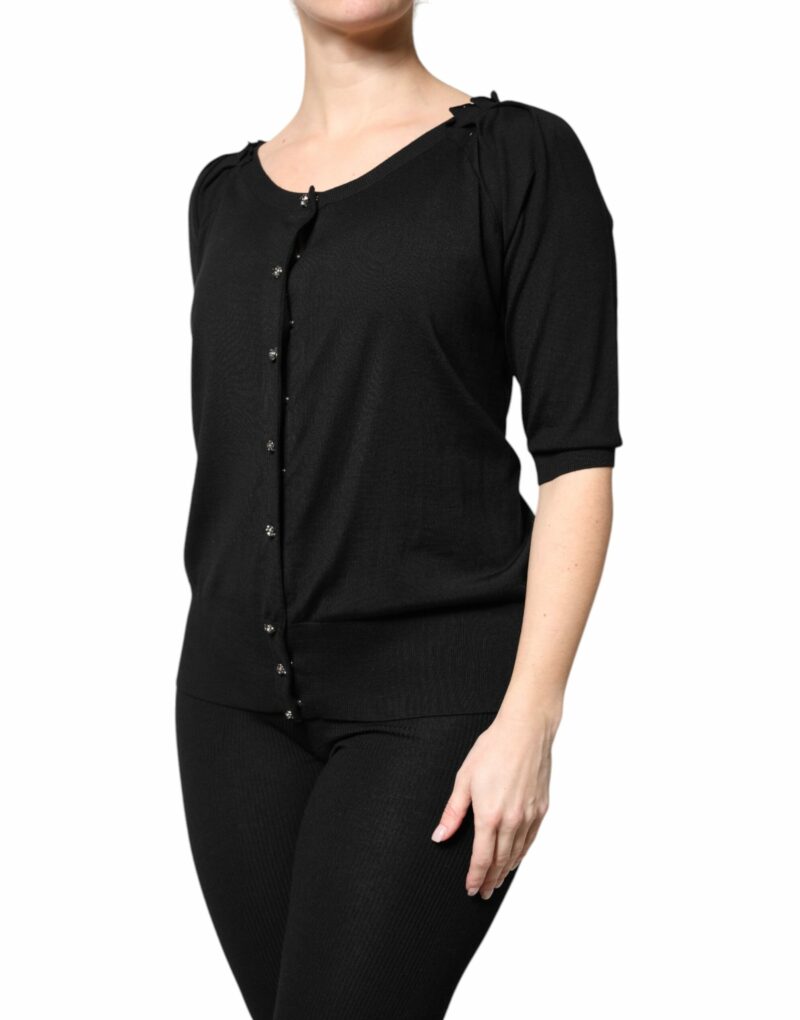Dolce & Gabbana Black Button Down Short Sleeve Blouse Top - Image 3