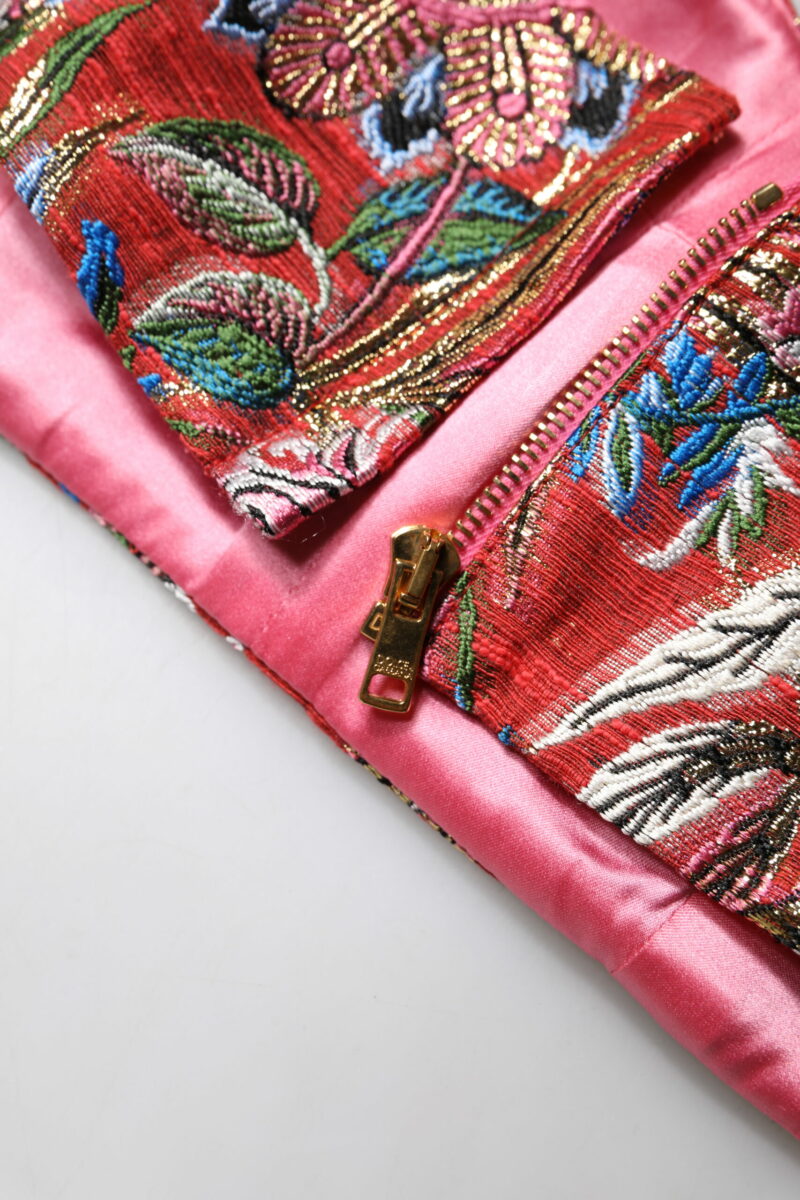 Dolce & Gabbana Red Floral Brocade Cropped Bustier Corset Top - Image 7