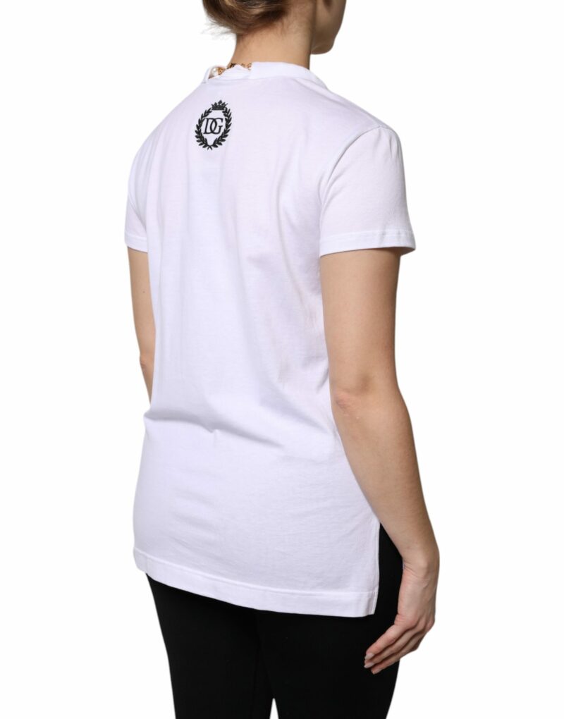 Dolce & Gabbana White Necklace Cotton Short Sleeve T-shirt - Image 5