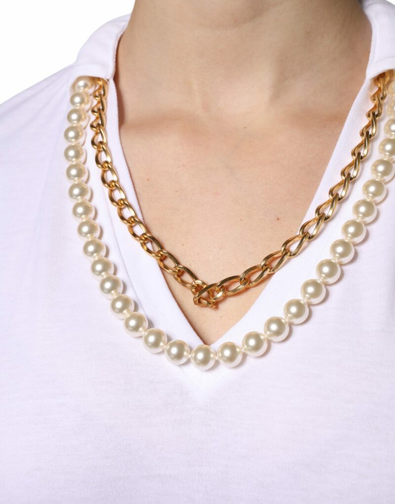 Dolce & Gabbana White Necklace Cotton Short Sleeve T-shirt - Image 7