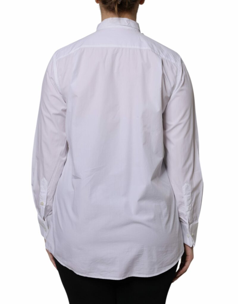 Dolce & Gabbana White Ascot Collar Long Sleeve Blouse Top - Image 4