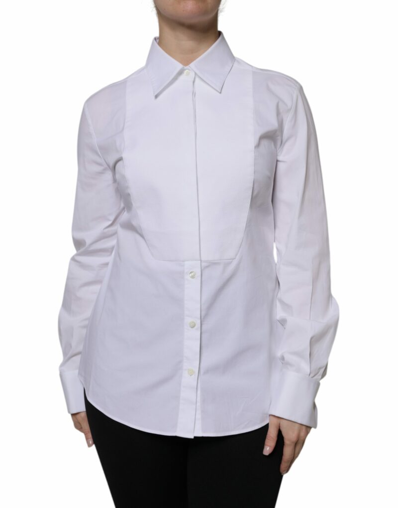 Dolce & Gabbana White Cotton Dress Collared Dress Shirt Top - Image 2