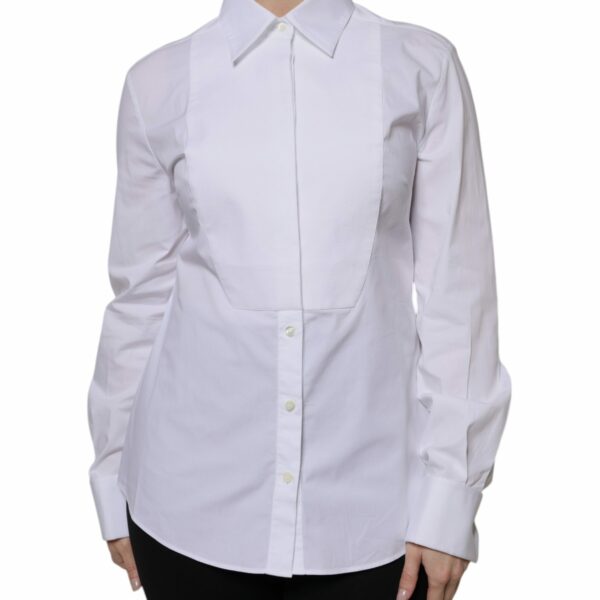 Dolce & Gabbana White Cotton Dress Collared Dress Shirt Top