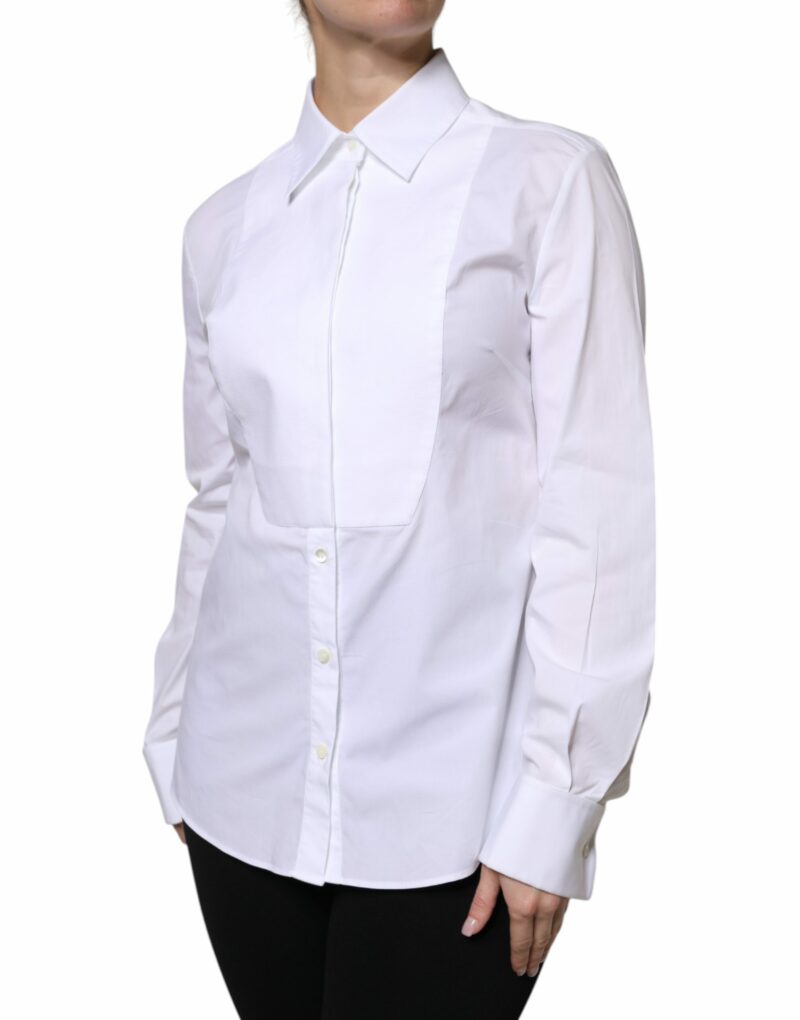 Dolce & Gabbana White Cotton Dress Collared Dress Shirt Top - Image 3