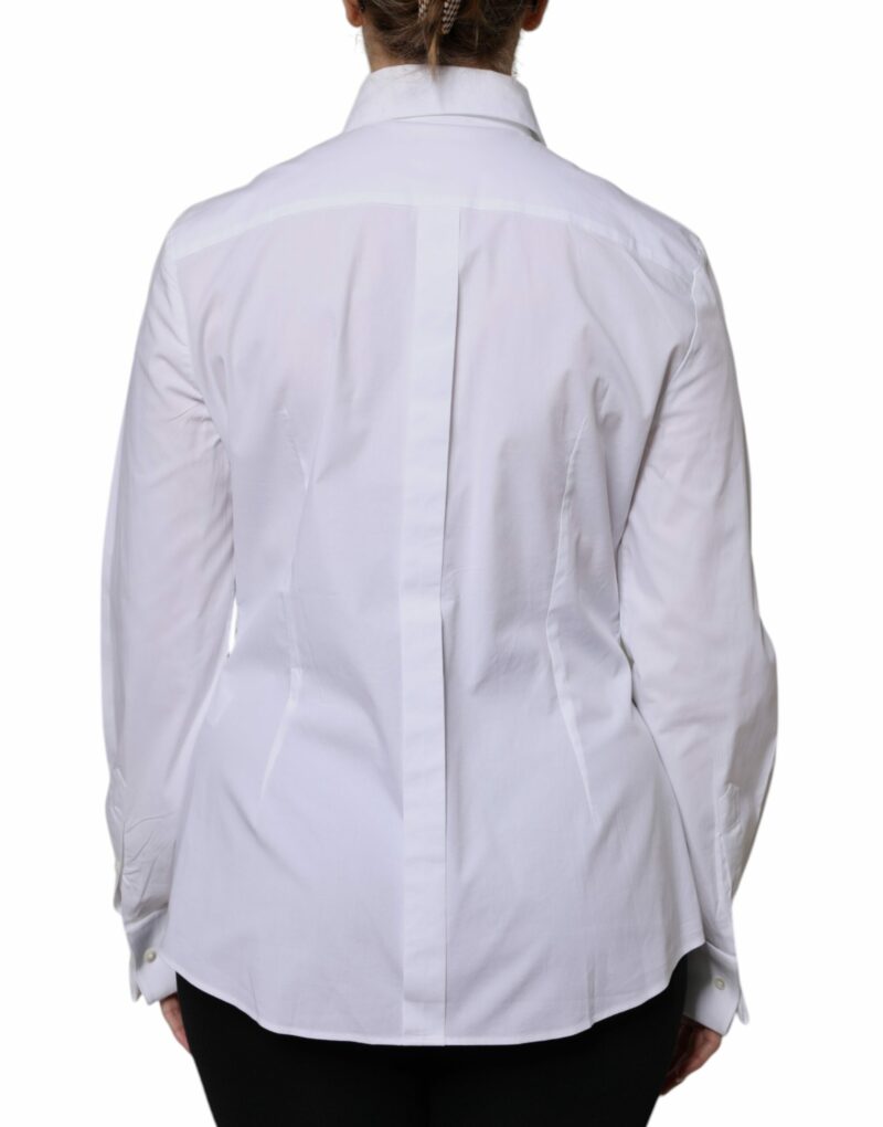Dolce & Gabbana White Cotton Dress Collared Dress Shirt Top - Image 4