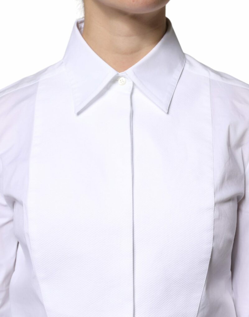 Dolce & Gabbana White Cotton Dress Collared Dress Shirt Top - Image 5