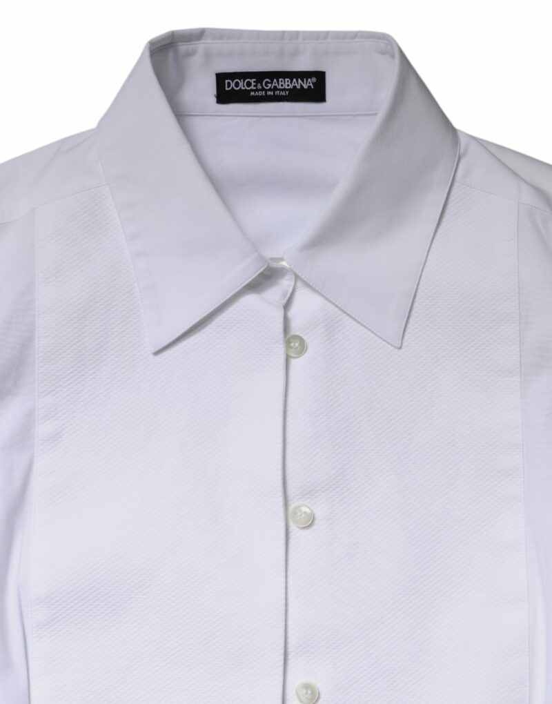 Dolce & Gabbana White Cotton Dress Collared Dress Shirt Top - Image 7