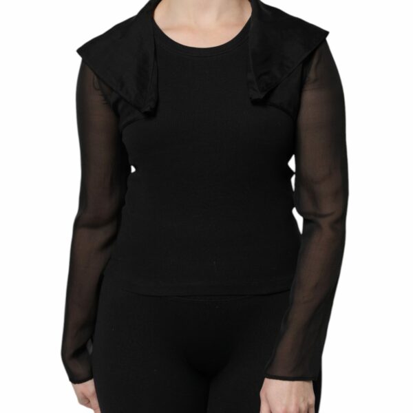 Dolce & Gabbana Black Silk Sheer Long Sleeves Blouse Top
