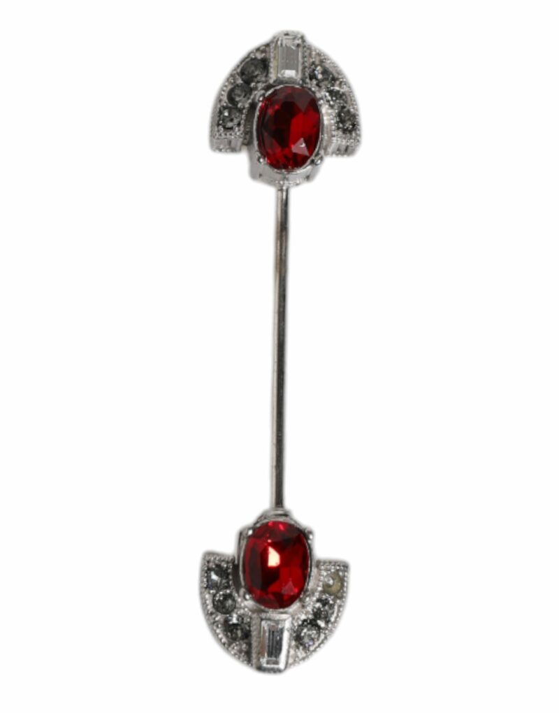 Dolce & Gabbana 925 Sterling Silver Glass Crystal Collar Stop Brooch Pin - Image 2