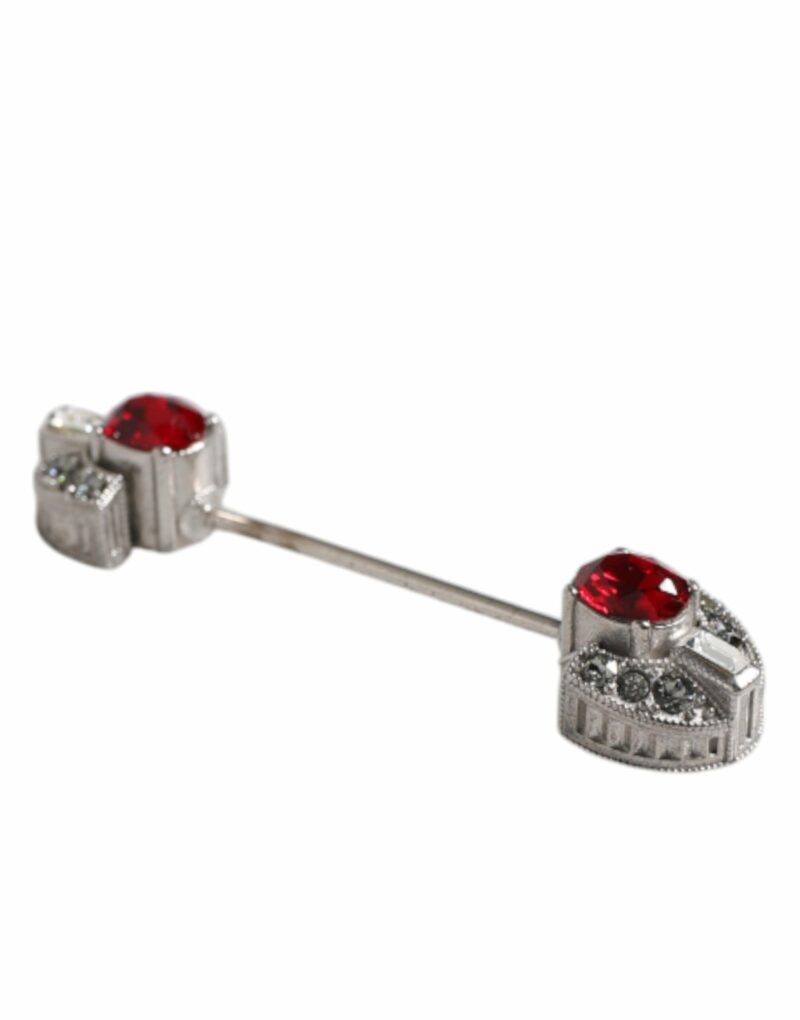 Dolce & Gabbana 925 Sterling Silver Glass Crystal Collar Stop Brooch Pin - Image 3