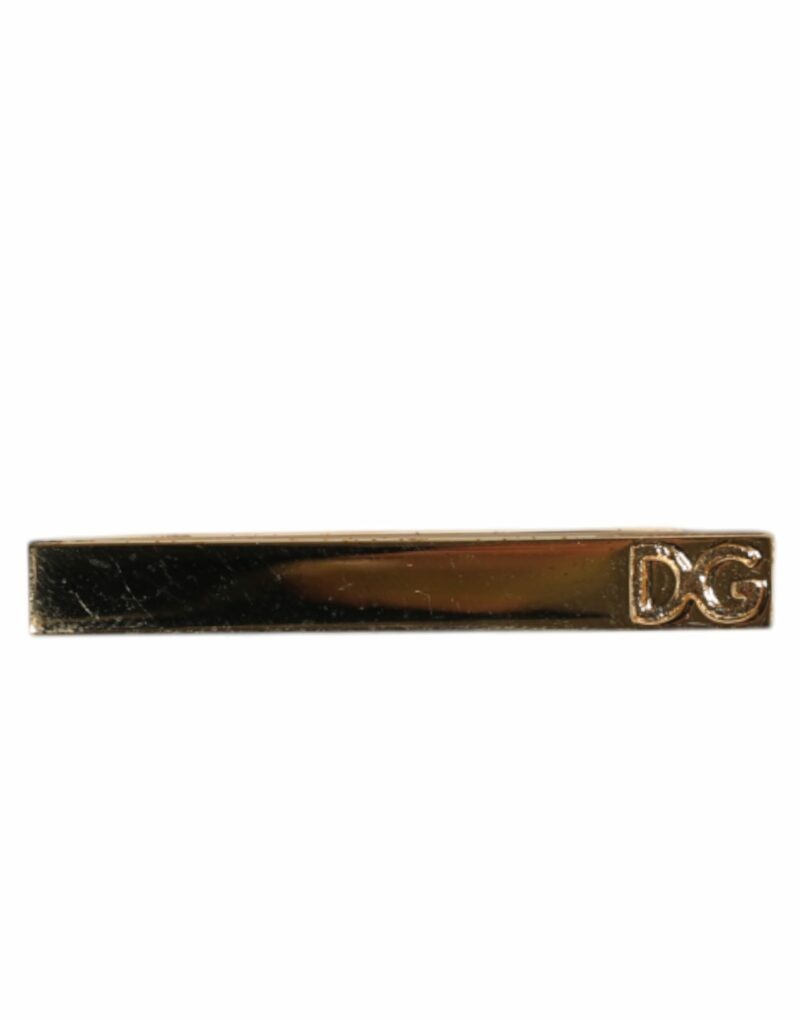 Dolce & Gabbana Gold Tone Brass Crystal Branded Accessory Tie Clip Bar - Image 2