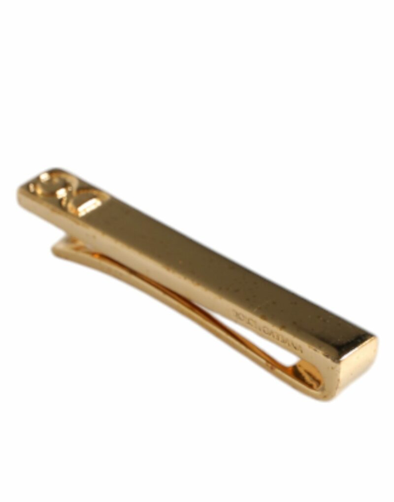 Dolce & Gabbana Gold Tone Brass Crystal Branded Accessory Tie Clip Bar - Image 3