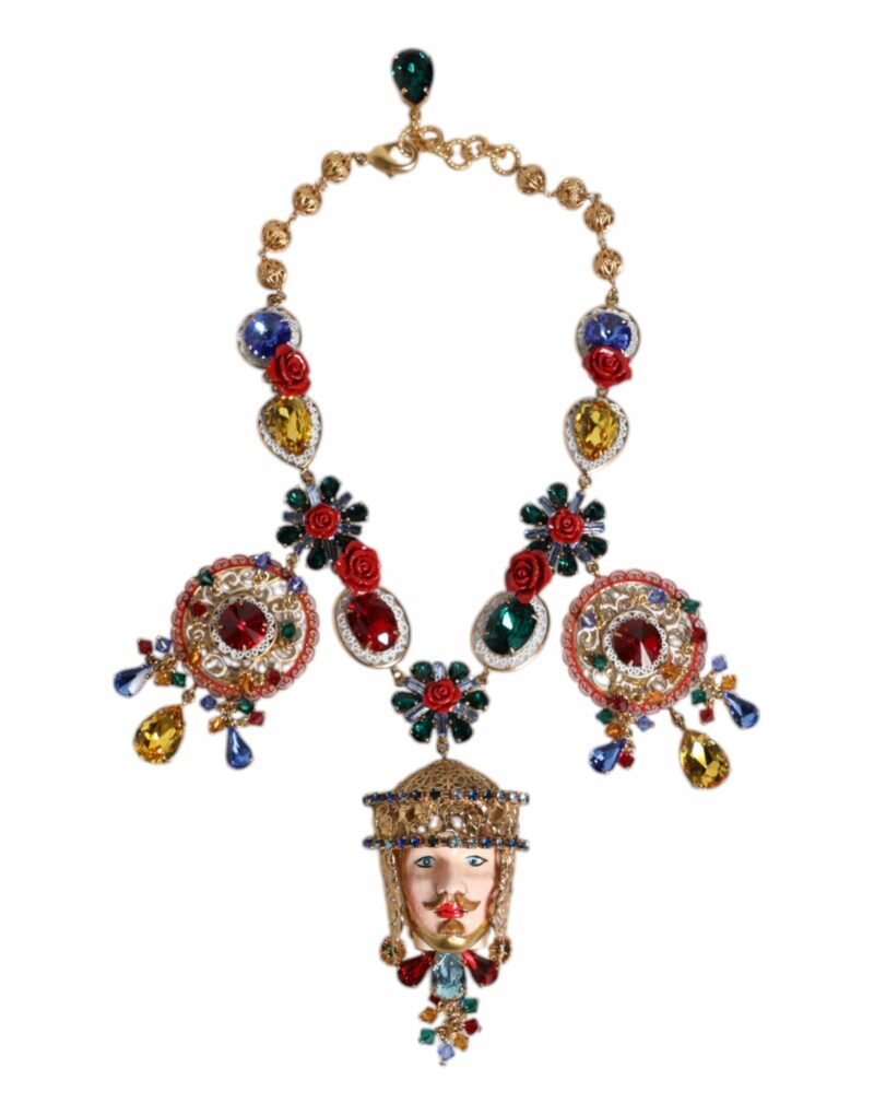 Dolce & Gabbana Multicolor Whimsical Face Charm Pendant Beaded Necklace - Image 2