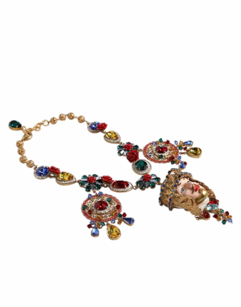 Dolce & Gabbana Multicolor Whimsical Face Charm Pendant Beaded Necklace - Image 3