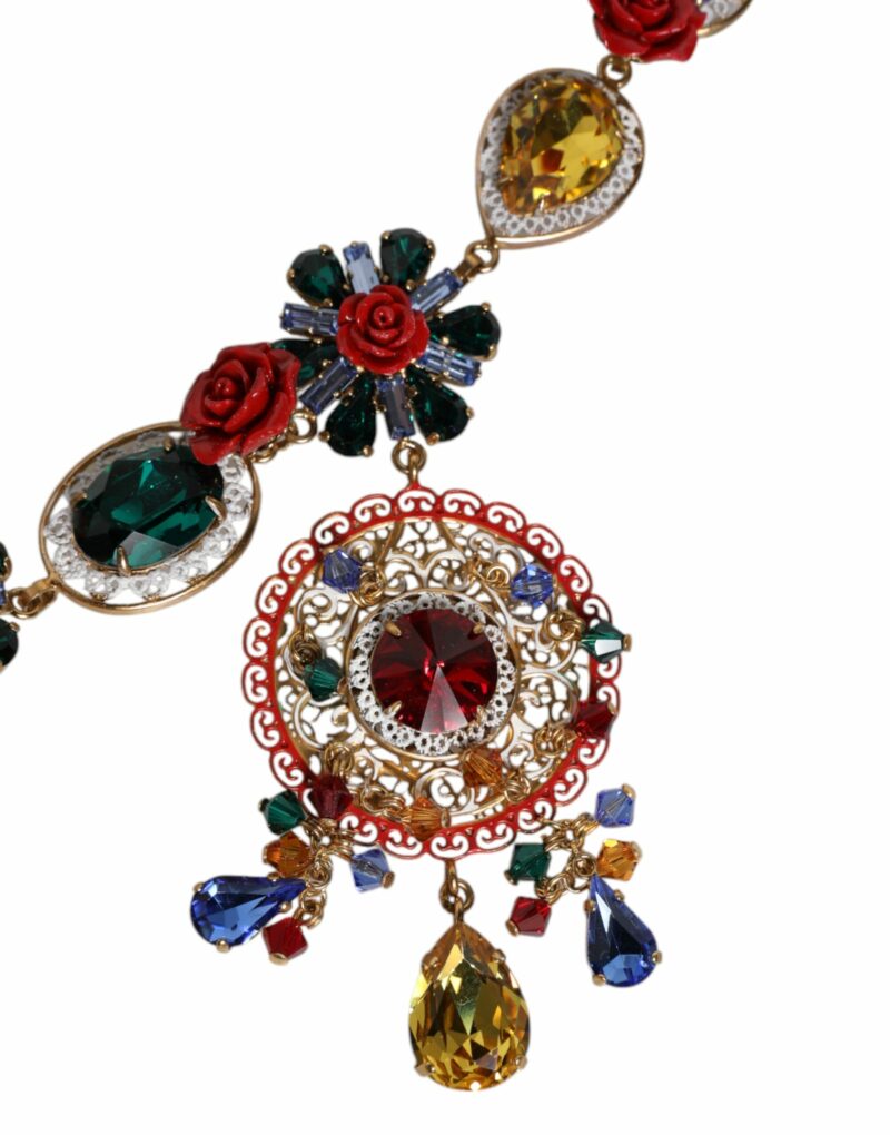 Dolce & Gabbana Multicolor Whimsical Face Charm Pendant Beaded Necklace - Image 5