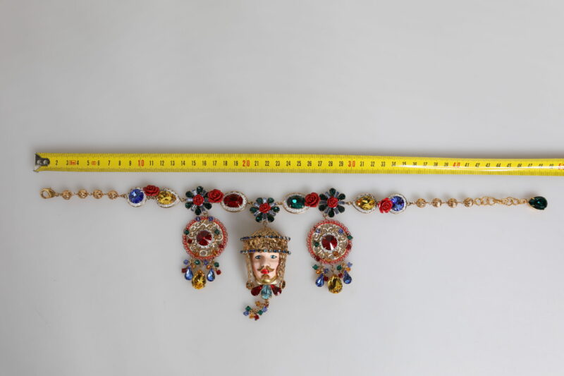 Dolce & Gabbana Multicolor Whimsical Face Charm Pendant Beaded Necklace - Image 7