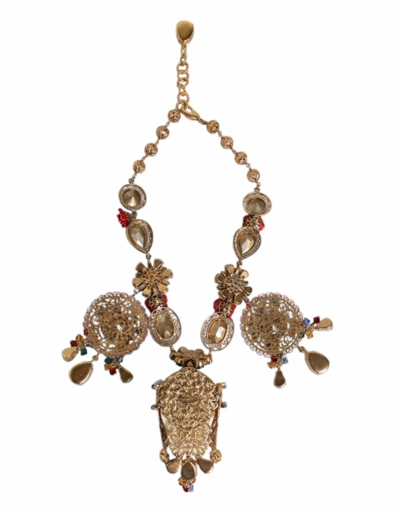 Dolce & Gabbana Multicolor Whimsical Face Charm Pendant Beaded Necklace - Image 8