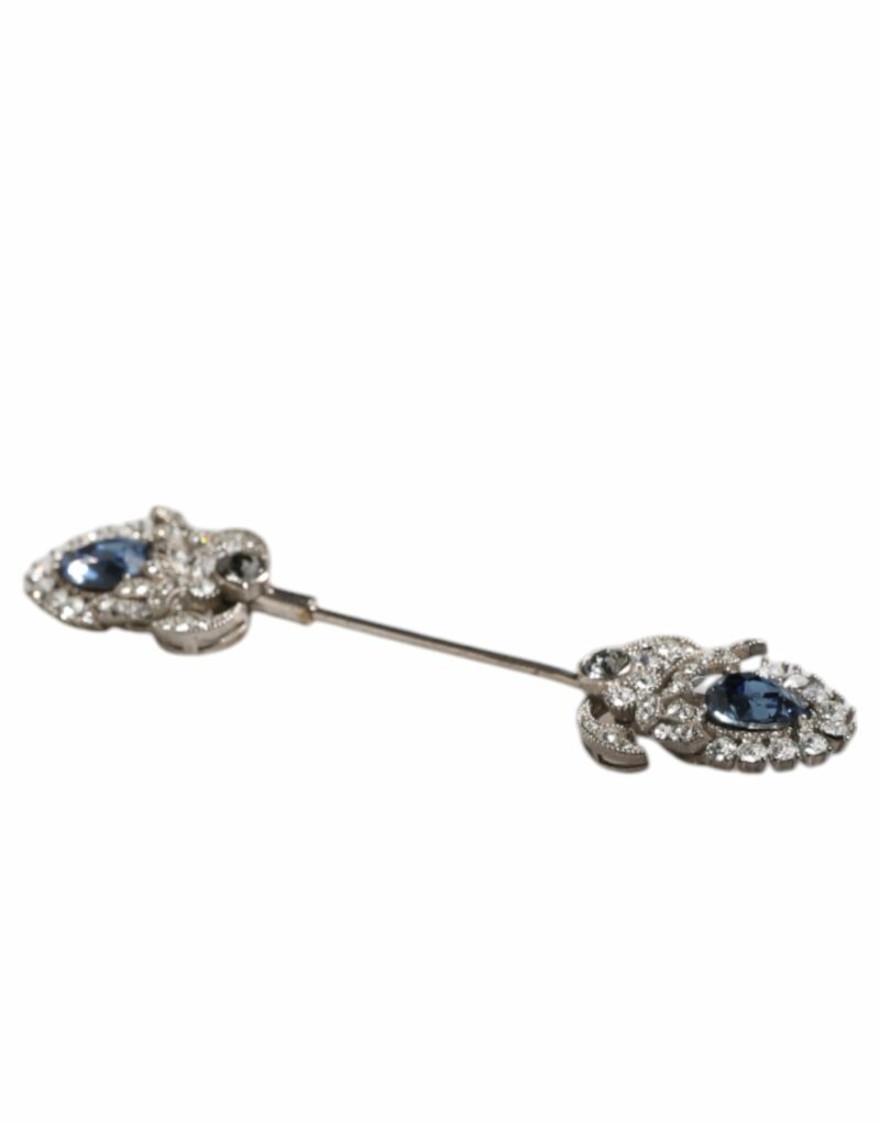 Dolce & Gabbana 925 Sterling Silver Crystals Collar Brooch Accessory Pin - Image 3