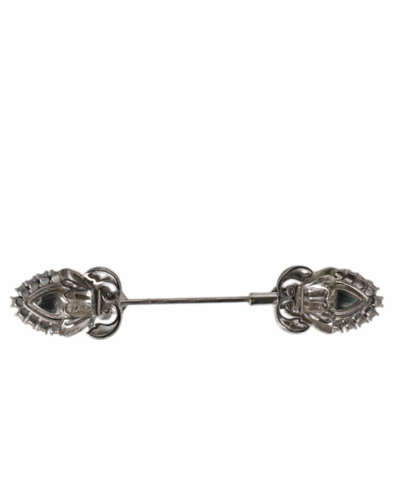 Dolce & Gabbana 925 Sterling Silver Crystals Collar Brooch Accessory Pin - Image 5