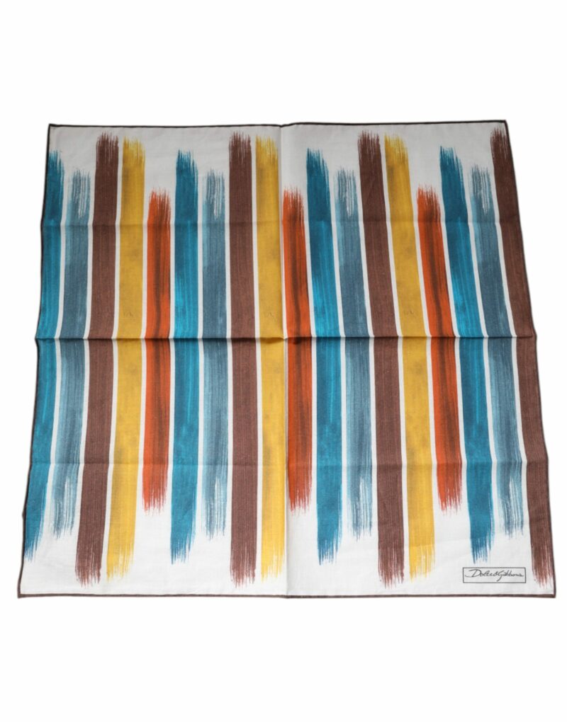 Dolce & Gabbana Multicolor Stripes Cotton Square Foulard Scarf - Image 2