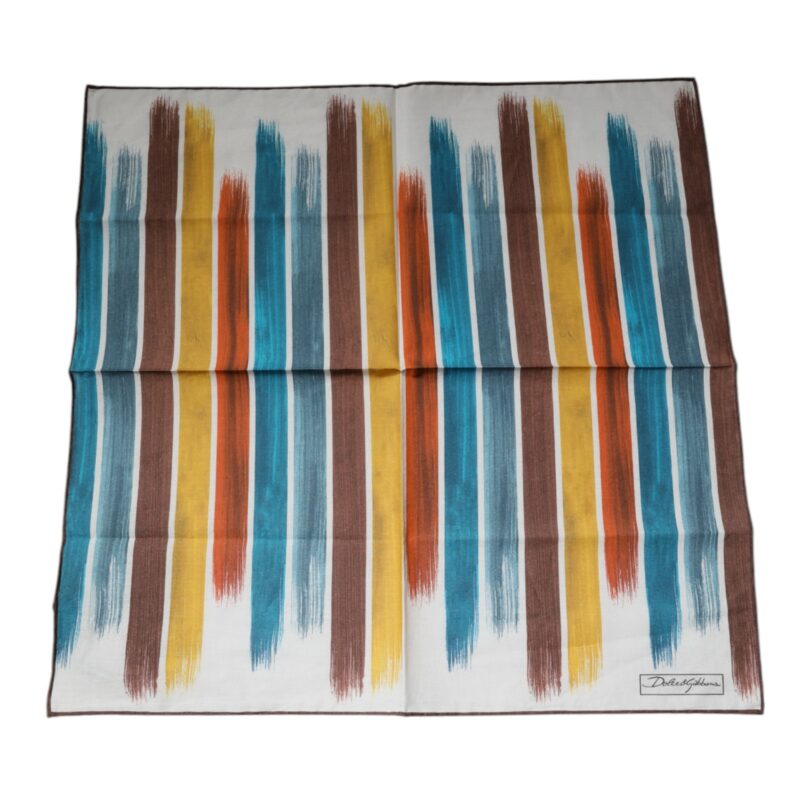 Dolce & Gabbana Multicolor Stripes Cotton Square Foulard Scarf - Image 3