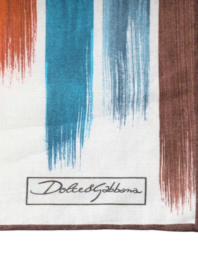Dolce & Gabbana Multicolor Stripes Cotton Square Foulard Scarf - Image 4