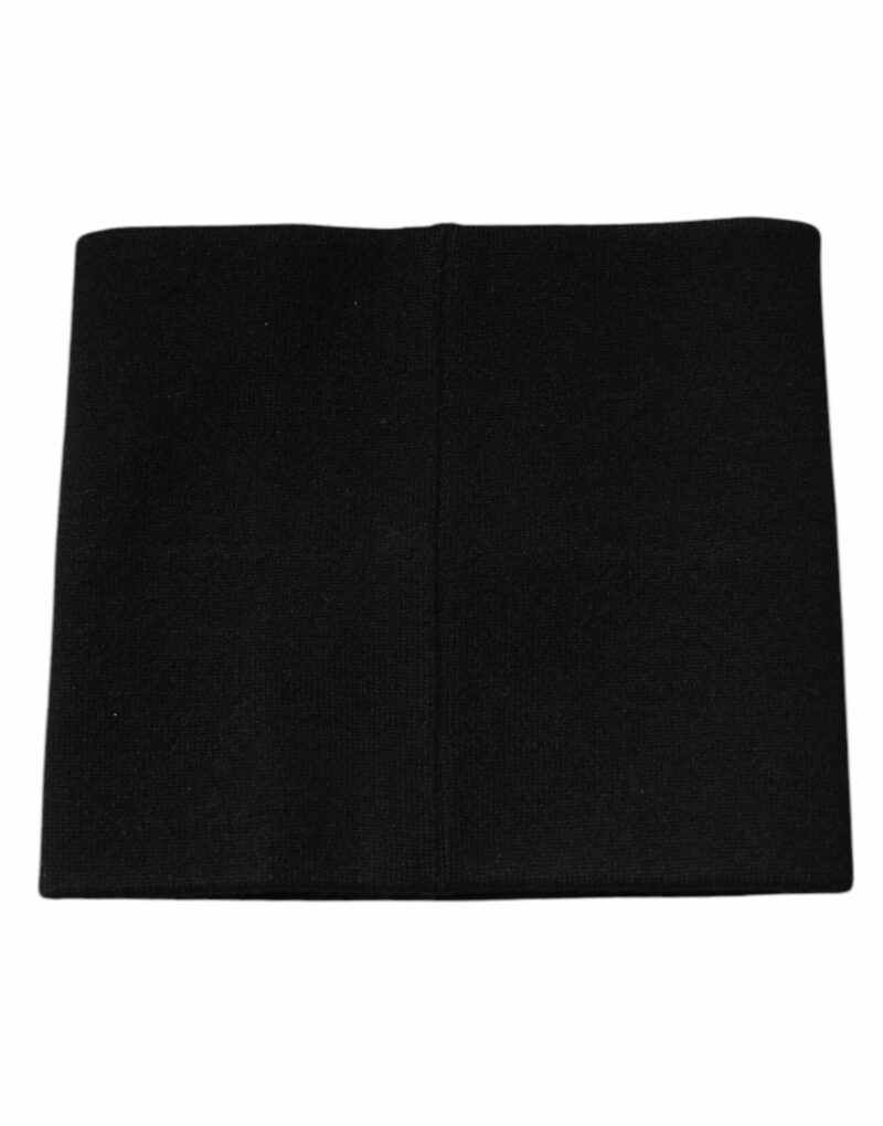 Dolce & Gabbana Black Cashmere Knitted Square Handkerchief Scarf - Image 4