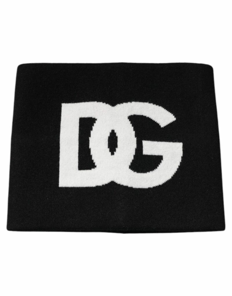 Dolce & Gabbana Black Cashmere DG Logo Square Handkerchief Scarf - Image 2