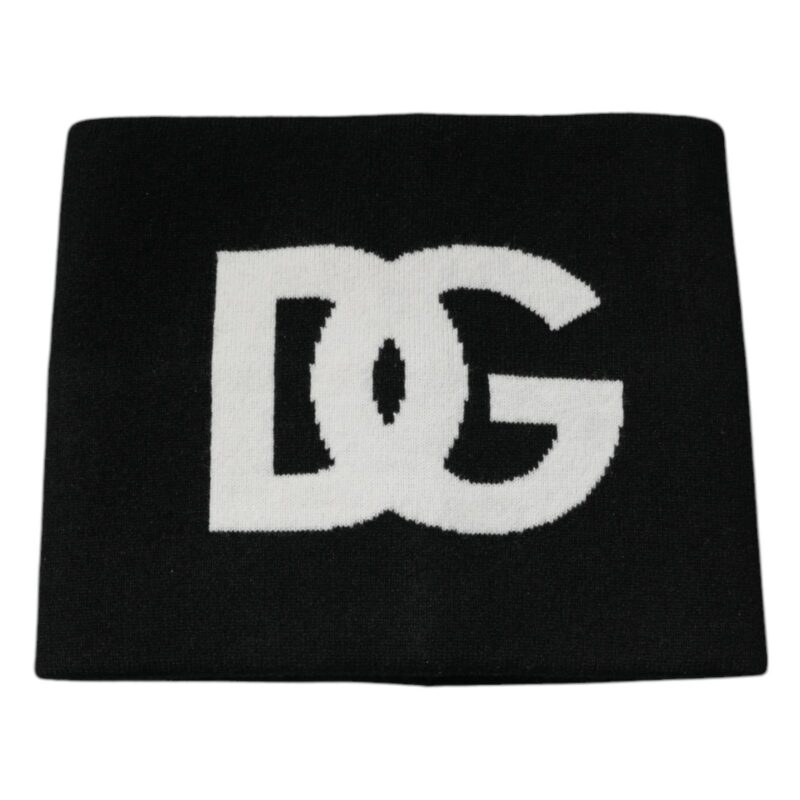 Dolce & Gabbana Black Cashmere DG Logo Square Handkerchief Scarf - Image 3