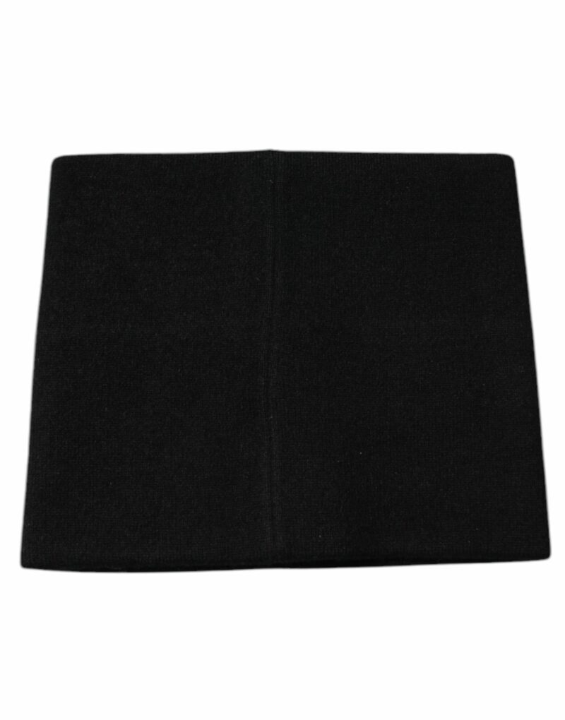 Dolce & Gabbana Black Cashmere DG Logo Square Handkerchief Scarf - Image 4