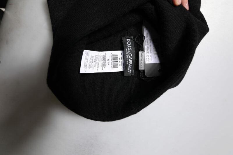Dolce & Gabbana Black Cashmere DG Logo Square Handkerchief Scarf - Image 6