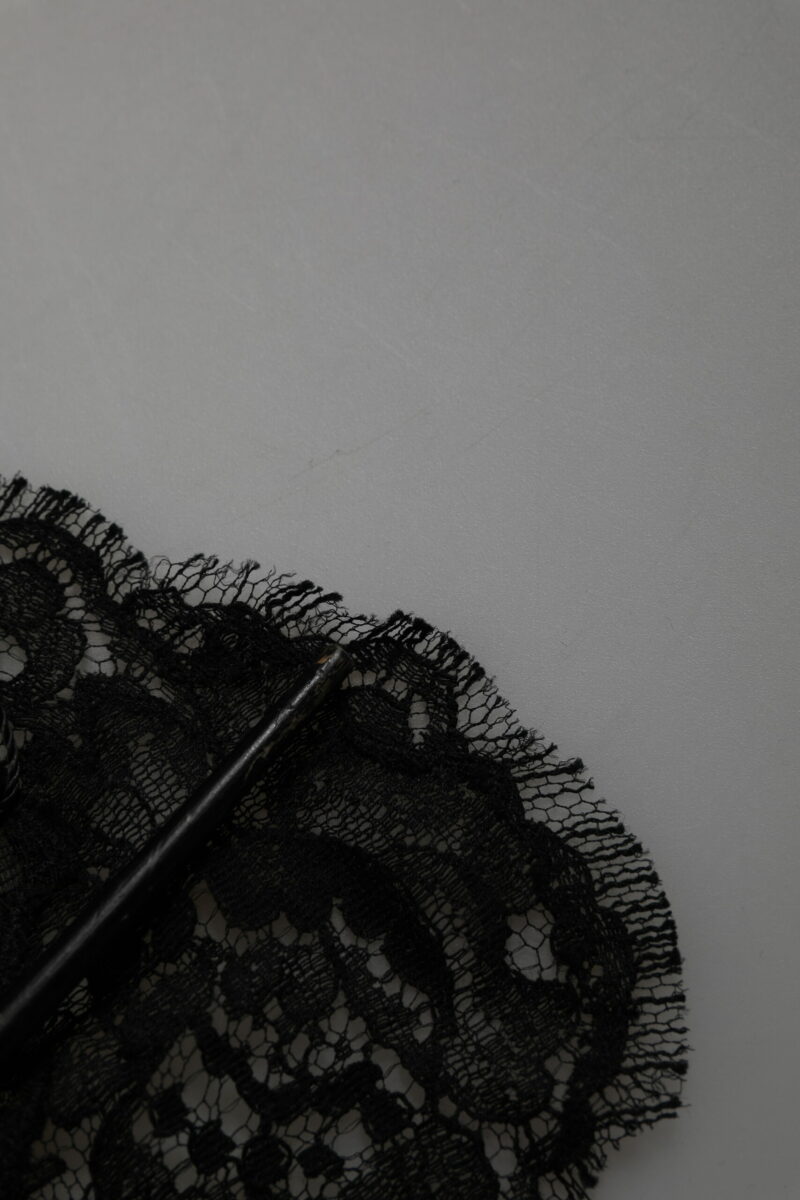Dolce & Gabbana Black Floral Lace Cotton Triangle Foulard Scarf - Image 5