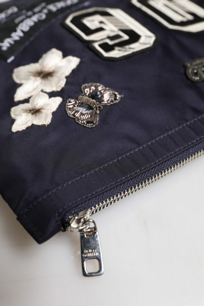Dolce & Gabbana Blue DG Logo Patch Embellished Pouch Clutch Bag - Image 5
