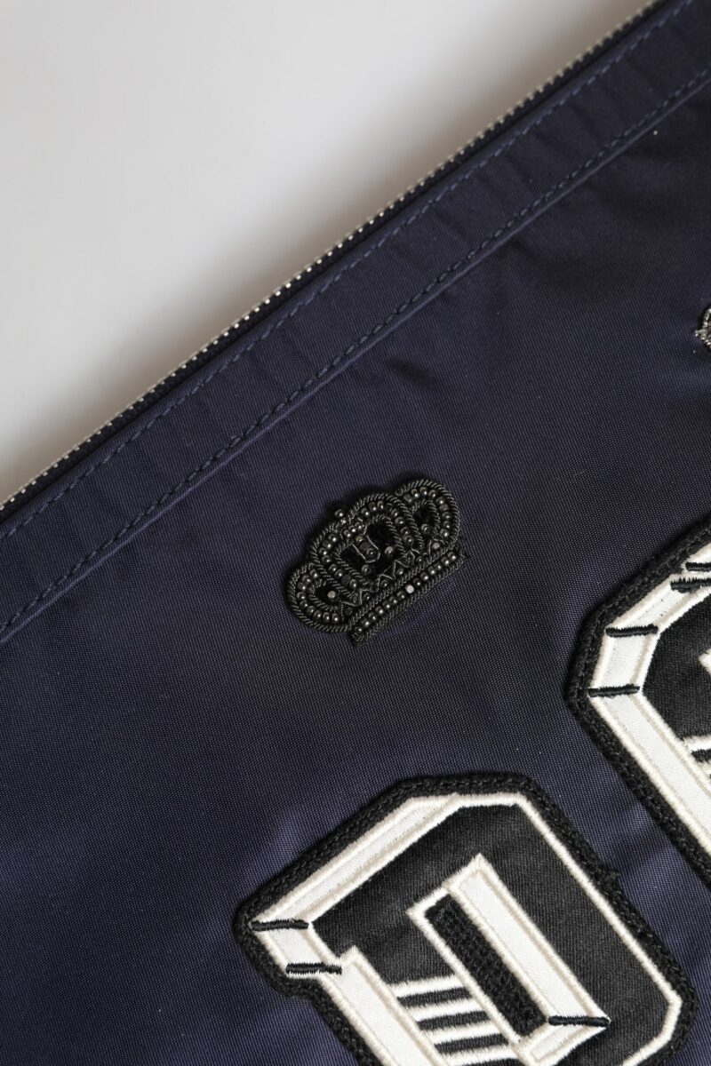 Dolce & Gabbana Blue DG Logo Patch Embellished Pouch Clutch Bag - Image 7