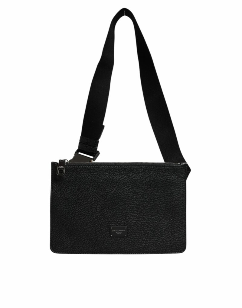 Dolce & Gabbana Black Leather Logo Plaque Purse Fanny Pack Bag - Image 2