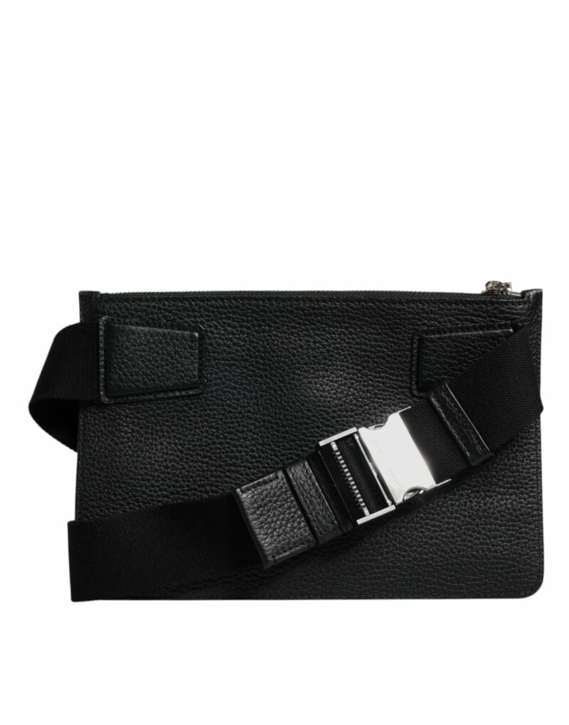 Dolce & Gabbana Black Leather Logo Plaque Purse Fanny Pack Bag - Image 5