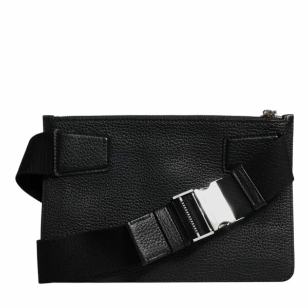 Dolce & Gabbana Black Leather Logo Plaque Purse Fanny Pack Bag