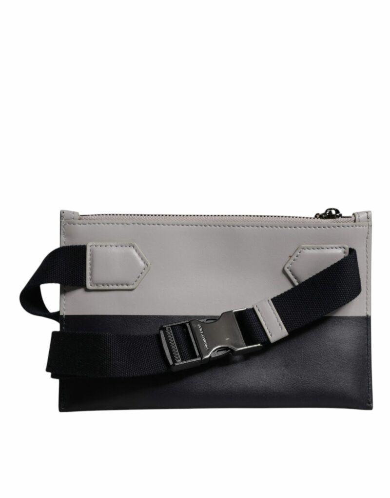 Dolce & Gabbana Black White Leather Logo Embossed Crossbody Bag - Image 5