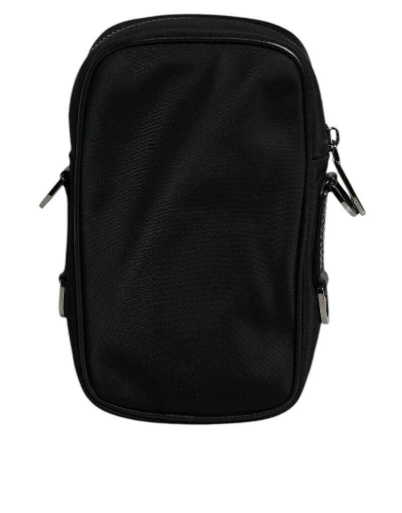 Dolce & Gabbana Black Nylon Leather Logo Plaque Crossbody Sling Bag - Image 4